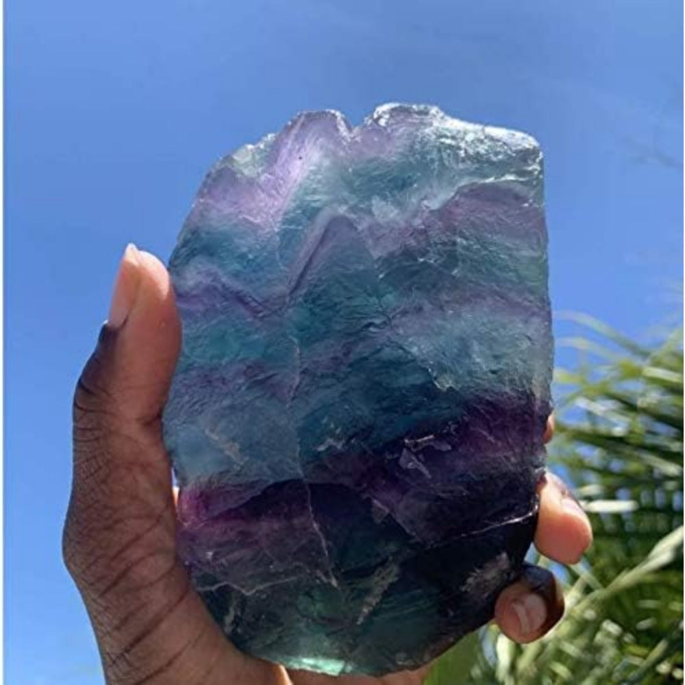 1.2 Lb Large Rough Fluorite Stone Raw Fluorite Crystal Stone Natural Rainbow Fluorite Purple Fluorite Green Fluorite Crystal Stone Mineral Specimen Gemstone Healing Crystals and Stones