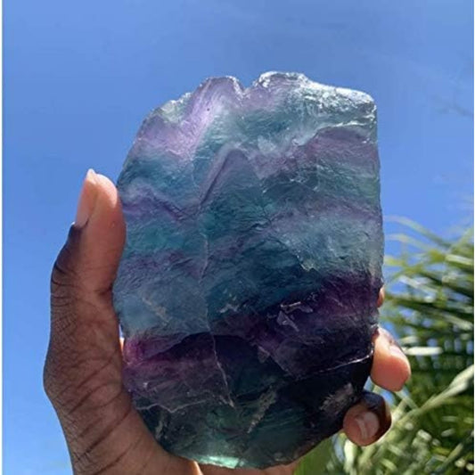 1.2 Lb Large Rough Fluorite Stone Raw Fluorite Crystal Stone Natural Rainbow Fluorite Purple Fluorite Green Fluorite Crystal Stone Mineral Specimen Gemstone Healing Crystals and Stones