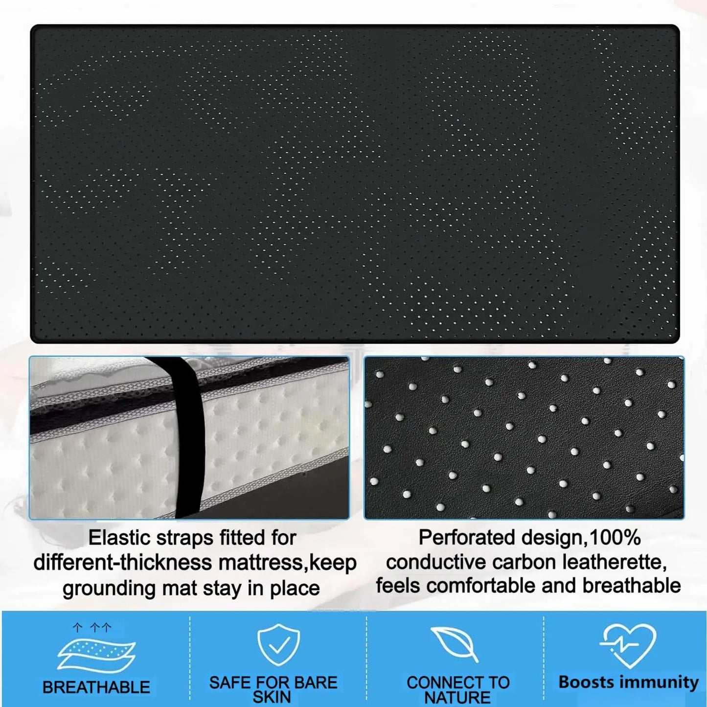 Grounding Sheet Combo,  100% Conductive Carbon Faux Leather Grounding Mat.