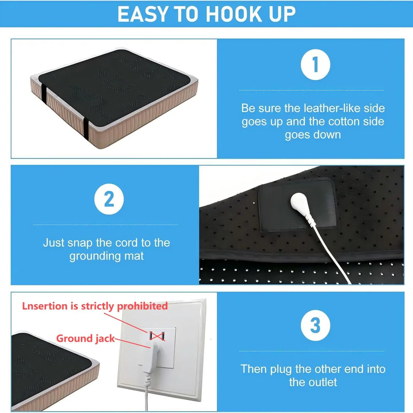 Grounding Sheet Combo,  100% Conductive Carbon Faux Leather Grounding Mat.