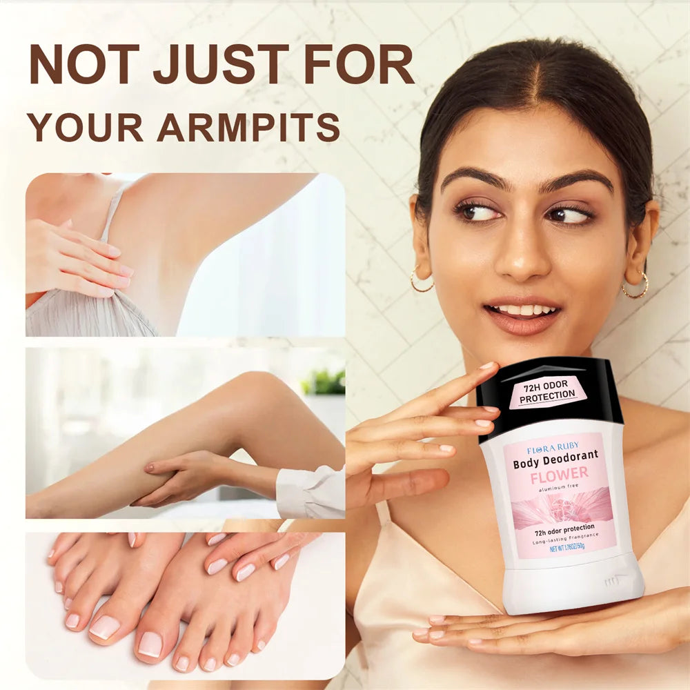 Aluminum Free Deodorant Women Antiperspirant Stick Natural Fragrance Flower Scent Deodorants Body Odor Remover 50g