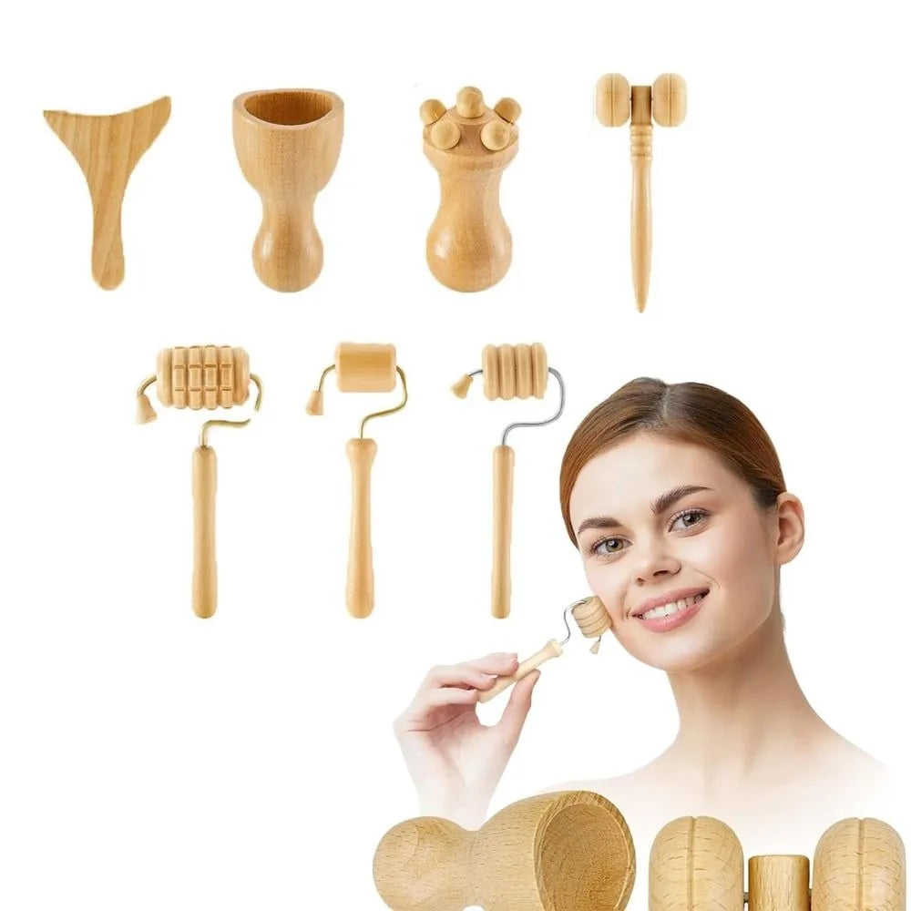 New 6/7/8Pcs/Set Wooden Facial Massage Tools,