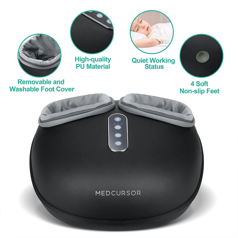 Medcursor Shiatsu Foot Massager Machine with Heat Deep Kneading Therapy Muscle Relaxation Pain Relief Electric Foot Massage