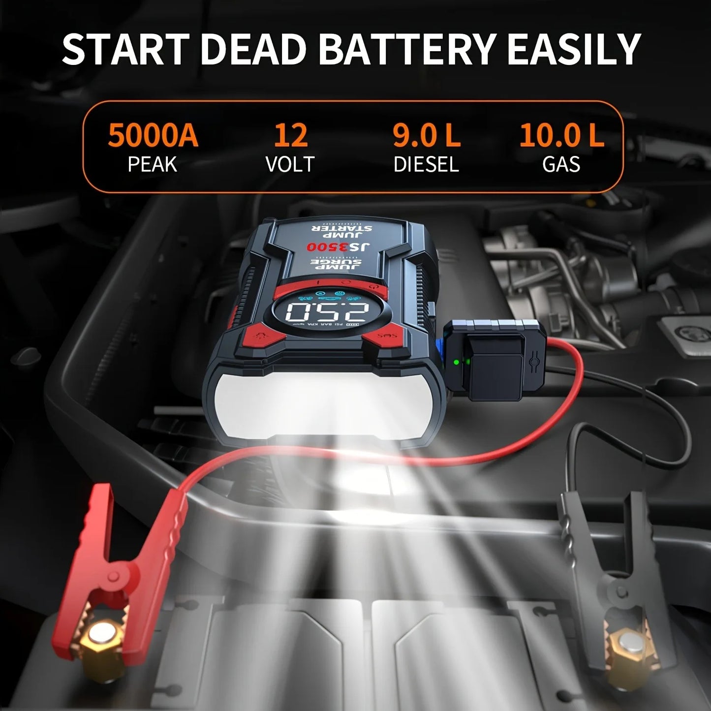 4 in1 Portable Power Bank Jump Box  With Flashligh