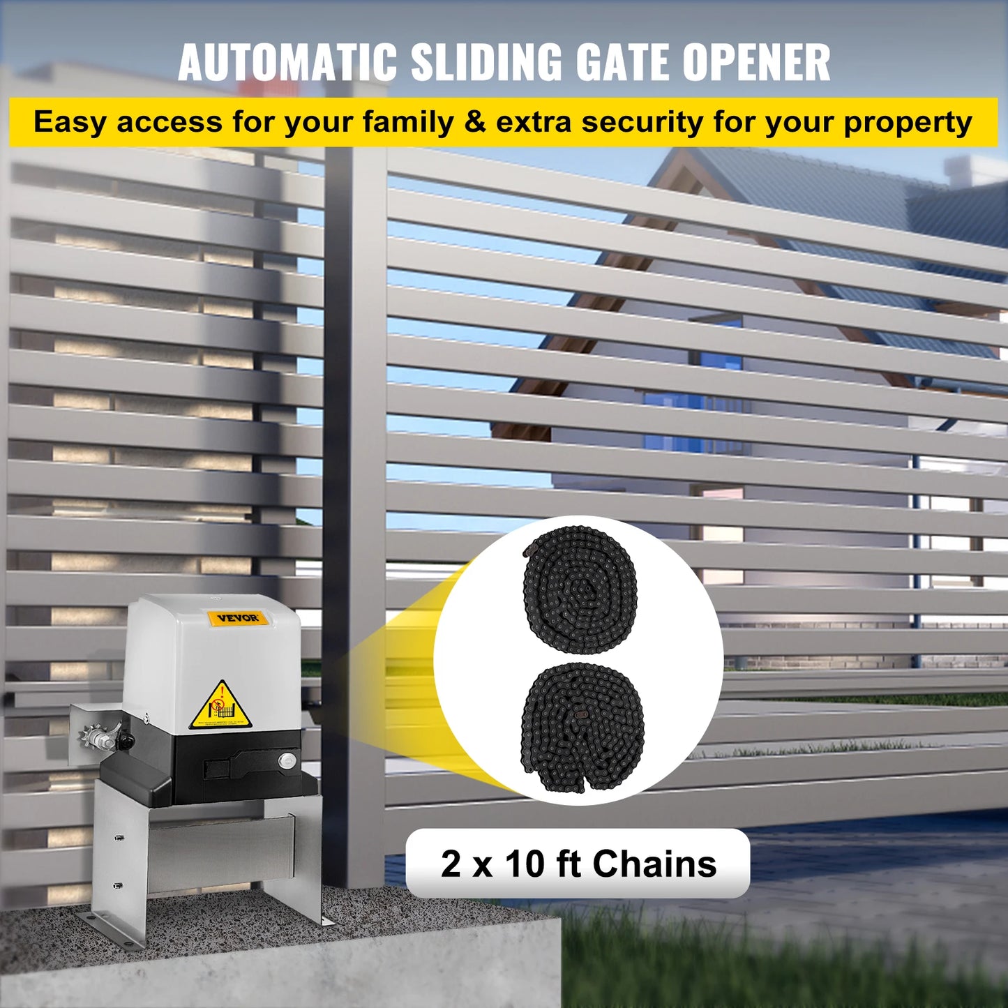 SucceBuy Sliding Gate Opener Electric Operator AC600 1400 lbs with 2 Remote Controllers Move Speed 43 ft Per Min Basic Model