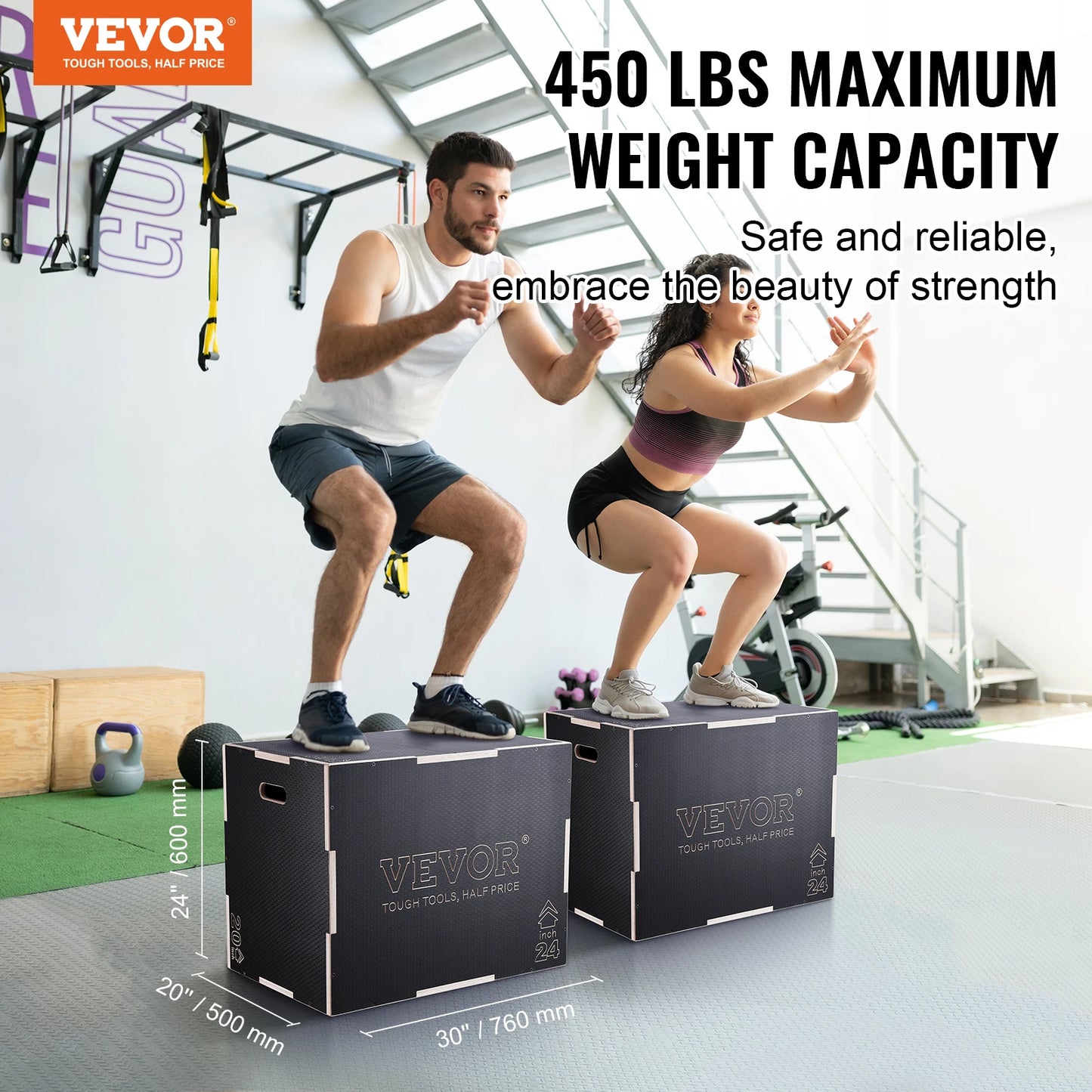 SucceBuy 3 in 1 Plyometric Jump Box  For Home Gym Conditioning and Strength Training