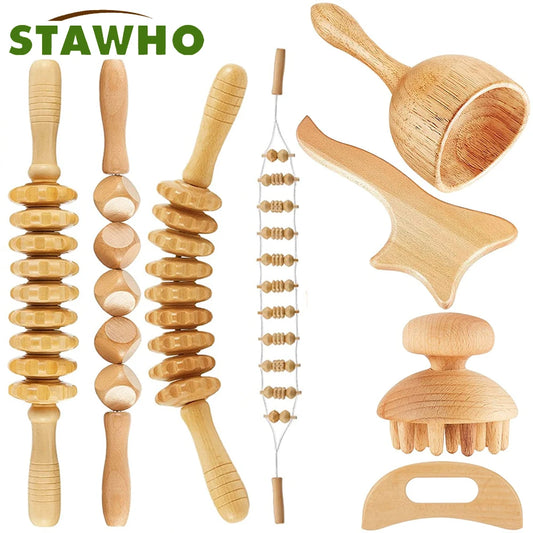 1Pcs Wood Therapy Massage Tools,Wooden Therapy Tools for Body Muscle Pain Relief,Body Sculpting Tools,Fascia Massage