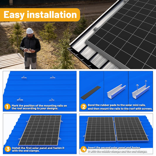 6Pcs/10Pcs Solar Panel Aluminum Mount Kit Bracket Rail Bracket Trapezoidal Sheet Flat Roof PV Mounting kit Rail Support