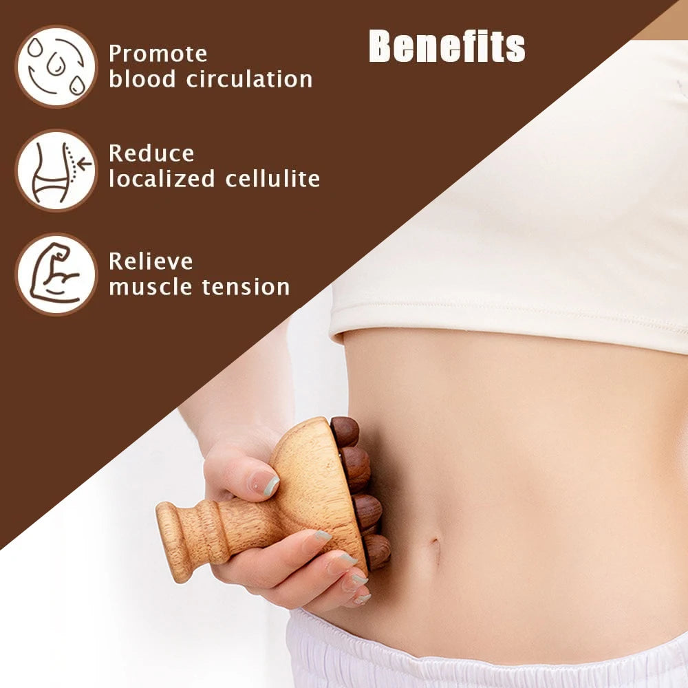 Wooden Mushroom Lymphatic Drainage Massager, Deep Tissue, Tools for Body Shaping