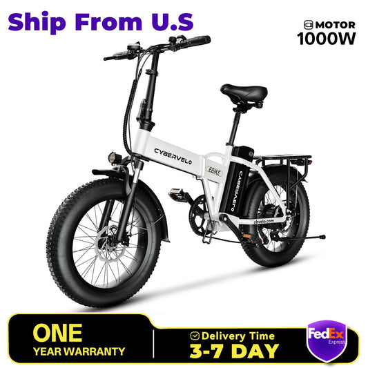 Cybervelo EK4 Electric Bicycle 48V 20.8AH Long Range Off-Road Bike - High Capacity Powerful foldable bicycle