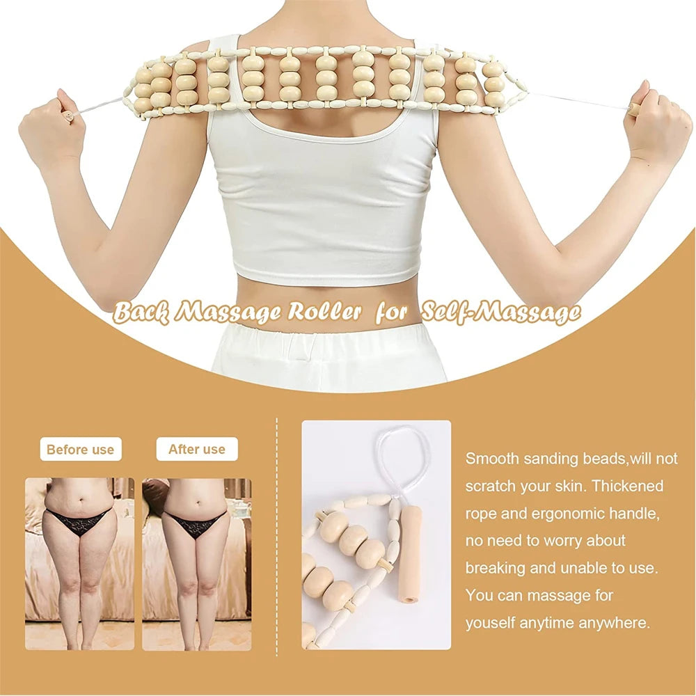 Wooden Therapy Cellulite Massage Tools, For Neck ,Leg ,and Back Pain Relief