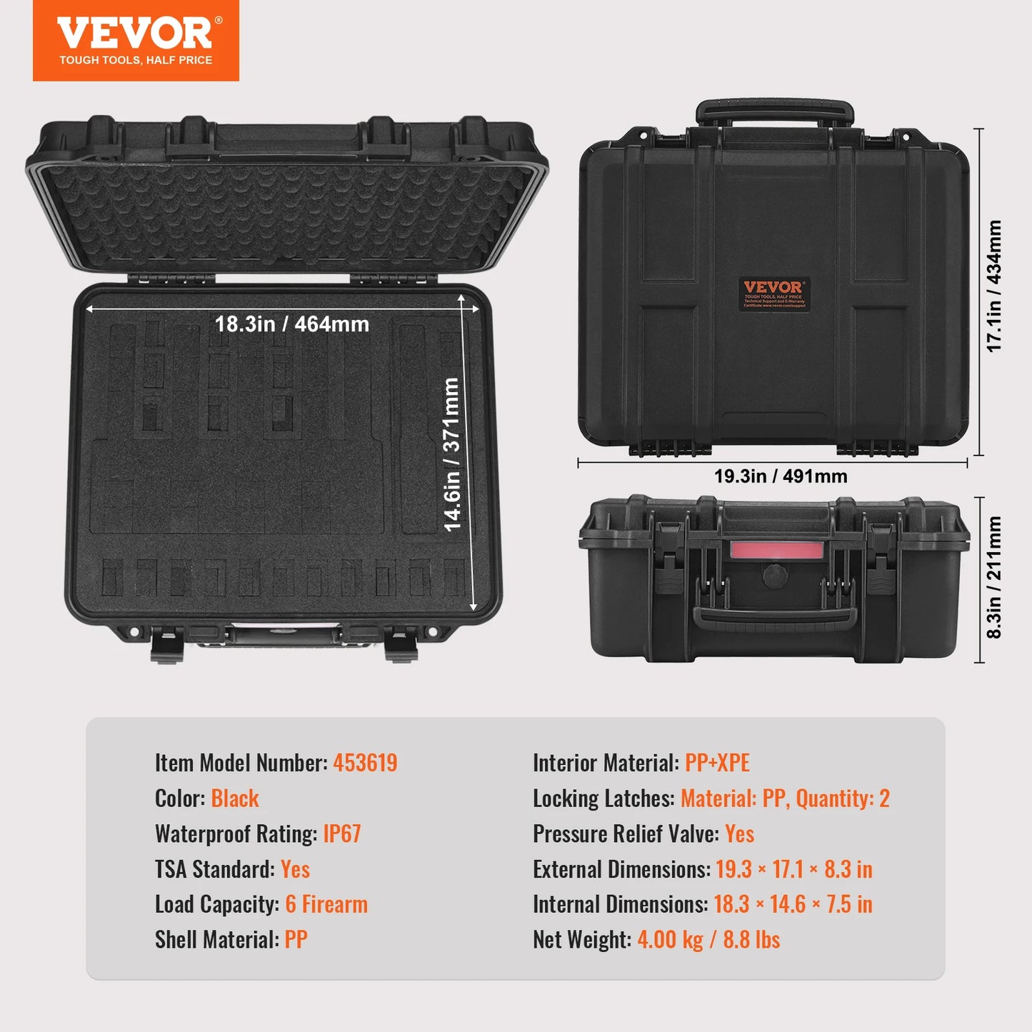 Vevor Lockable Hard Pistol Case w/ foam lining