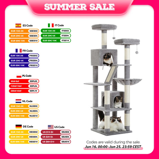 Large Cat Tree Tall Cat Tower for Indoor Cats Multi-Level Plush Cat Condo with Scratching Posts Scratching Boards Perches Caves