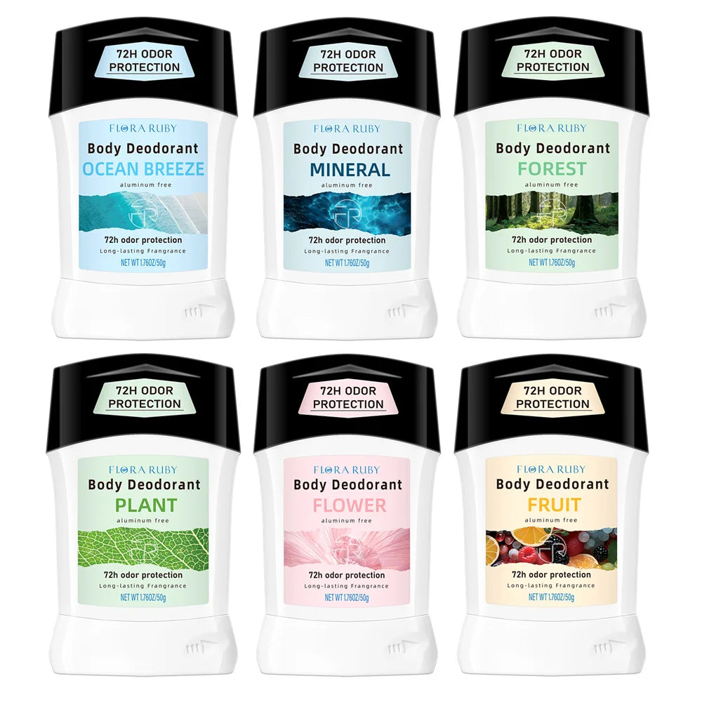 Aluminum Free Deodorant Women Antiperspirant Stick Natural Fragrance Flower Scent Deodorants Body Odor Remover 50g