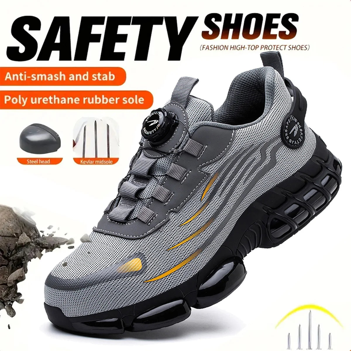 Breathable lace-free soft sole comfortable anti-smash anti-puncture  shoes
