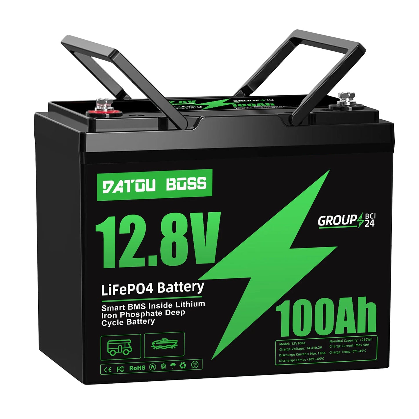 MFUZOP 12V 100Ah LiFePO4 Battery with Low-Temp Protection, Built-in 100A BMS, Max. 15000 Cycles, Perfect for Trolling Motors, RV