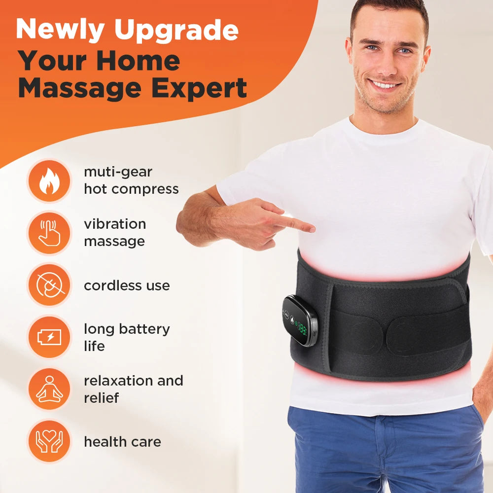 Heating Vibration Massager Belt, Red Light, Massage Lumbar Support