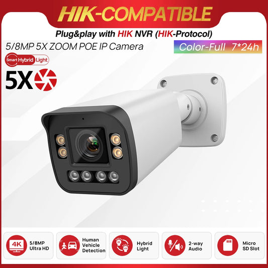 8MP Bullet Video Surveillance Camera w/ Built in Mic and 5X Zoom