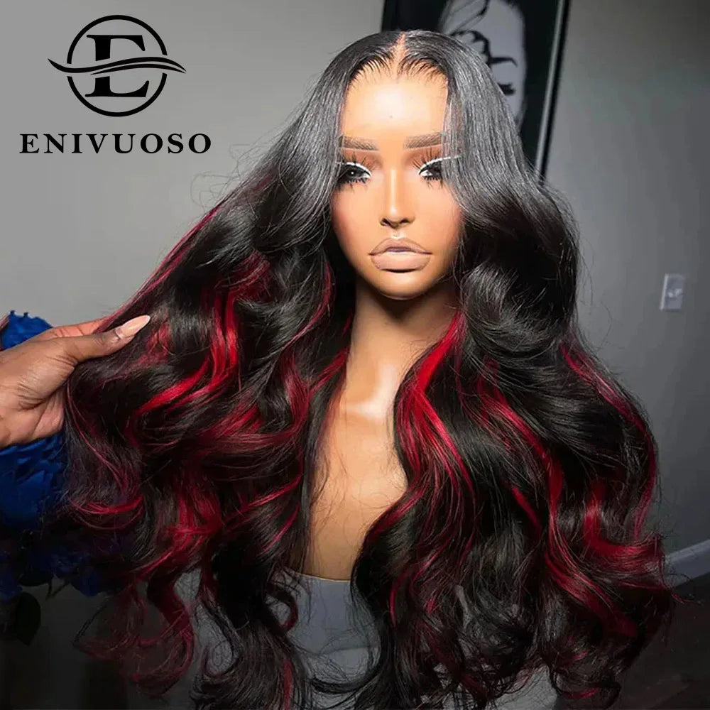 Ombre Burgundy Highlight Synthetic Lace Front Wigs
