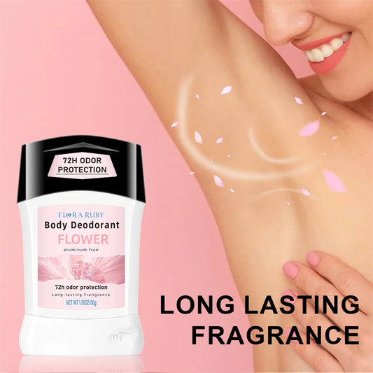 Aluminum Free Deodorant Women Antiperspirant Stick Natural Fragrance Flower Scent Deodorants Body Odor Remover 50g