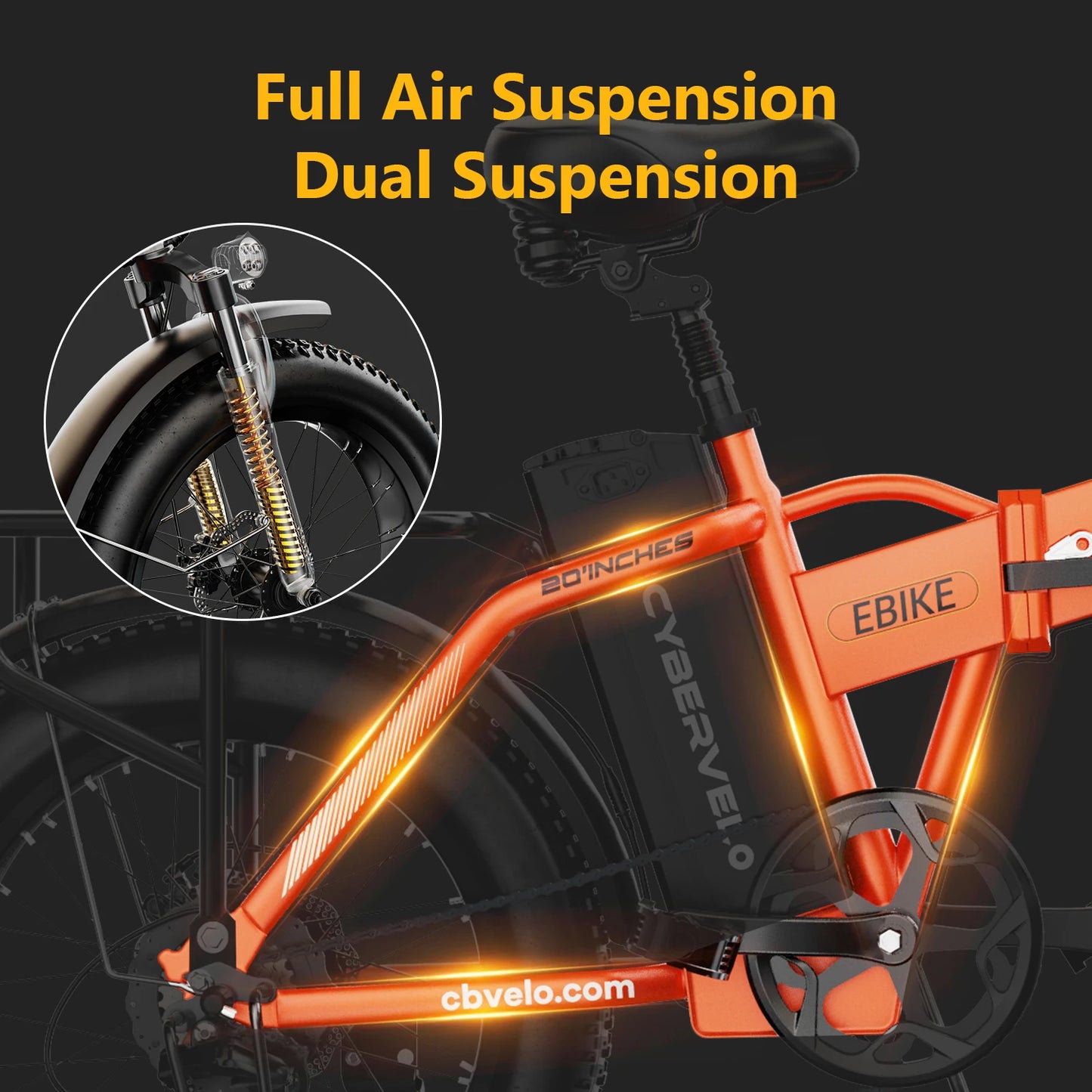 Cybervelo EK4 Electric Bicycle 48V 20.8AH Long Range Off-Road Bike - High Capacity Powerful foldable bicycle