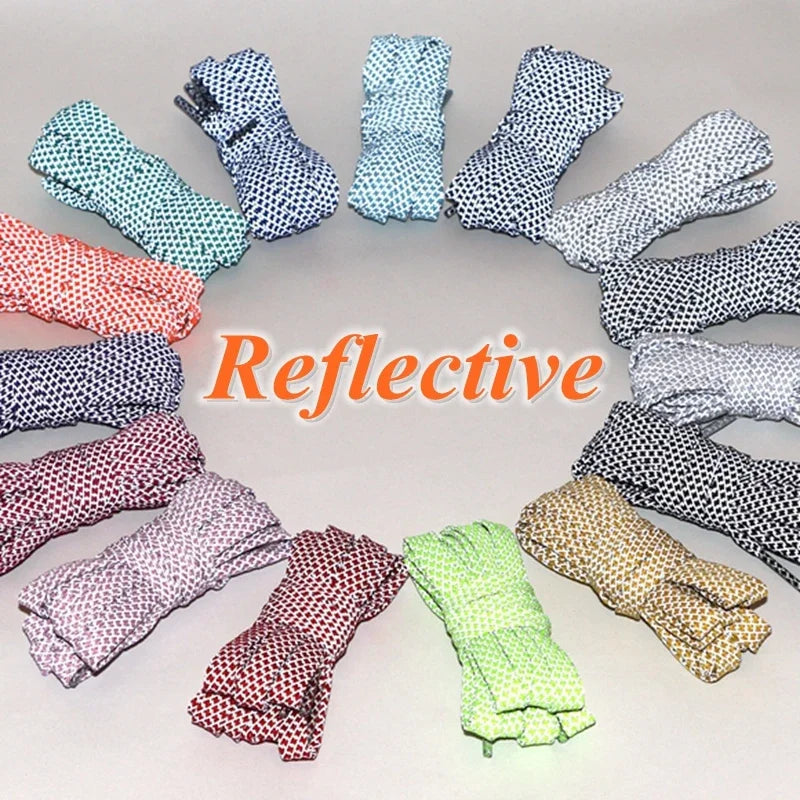 1Pair Reflective Flat Shoelaces Fluorescent Sneaker Shoestrings Sports Shoelace Running Shoes lace Adult children Shoelaces

Reflective Fluorescent Shoelaces