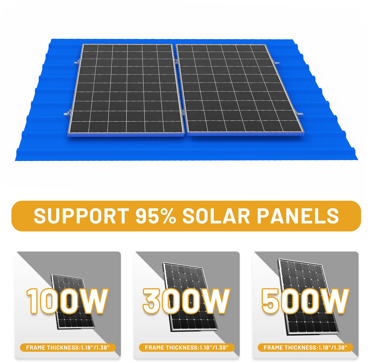 6Pcs/10Pcs Solar Panel Aluminum Mount Kit Bracket Rail Bracket Trapezoidal Sheet Flat Roof PV Mounting kit Rail Support