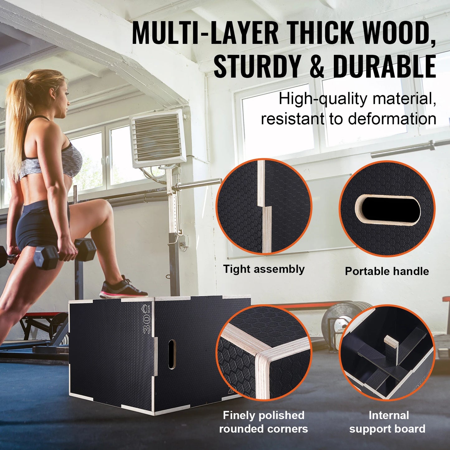 SucceBuy 3 in 1 Plyometric Jump Box  For Home Gym Conditioning and Strength Training