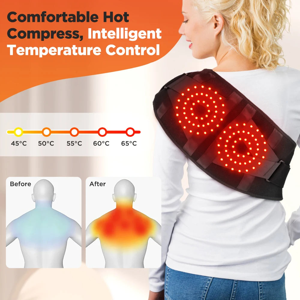Heating Vibration Massager Belt, Red Light, Massage Lumbar Support