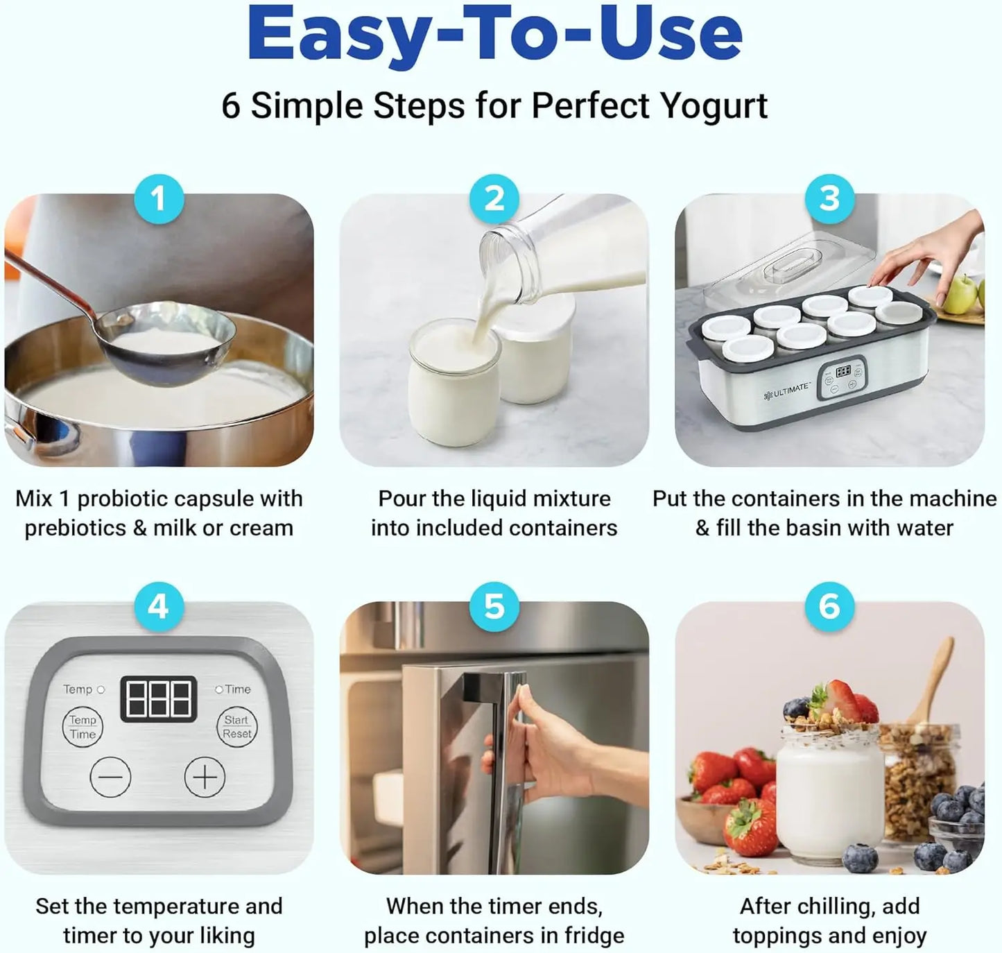 Probiotic Yogurt Maker with Adjustable Temperature & Time Control -