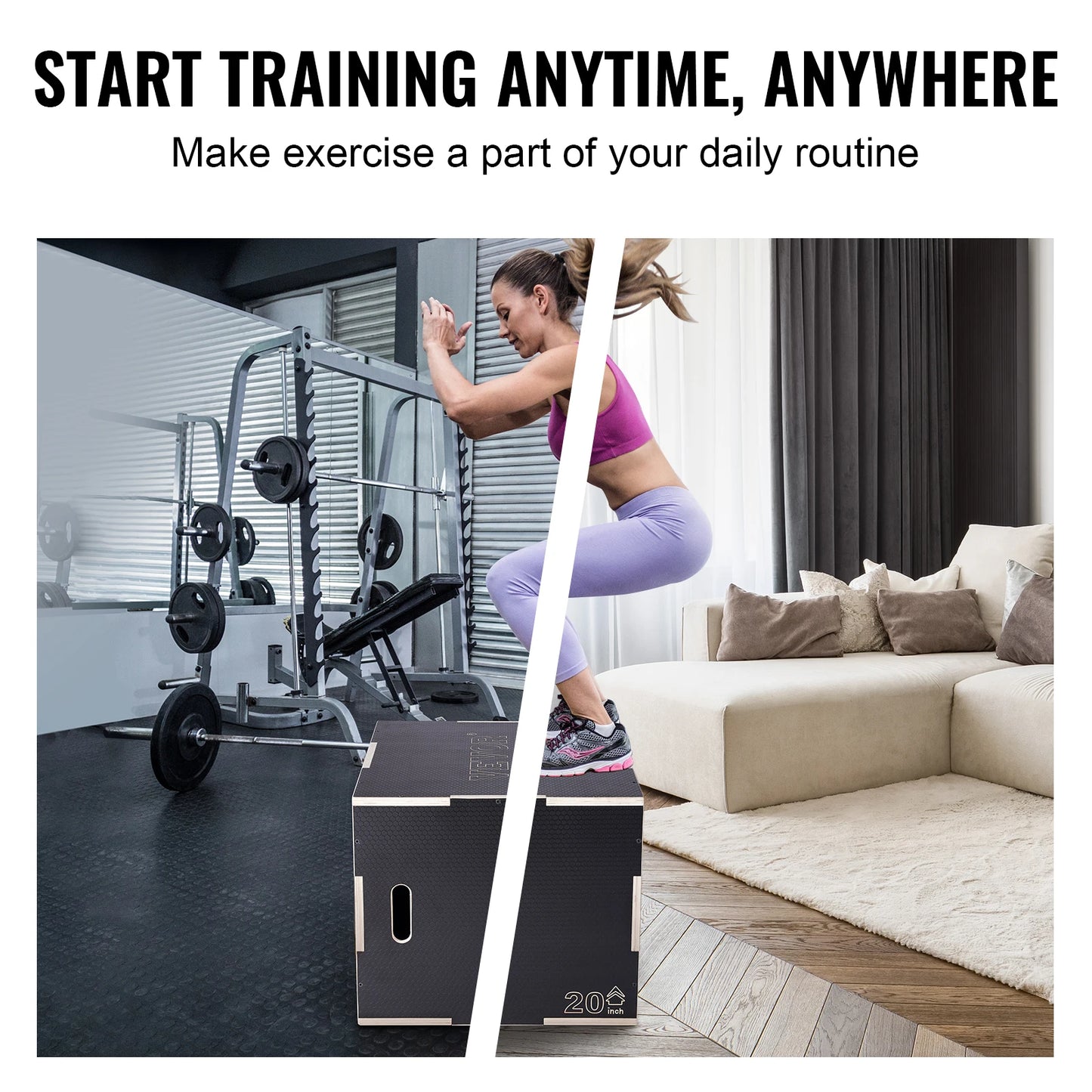 SucceBuy 3 in 1 Plyometric Jump Box  For Home Gym Conditioning and Strength Training