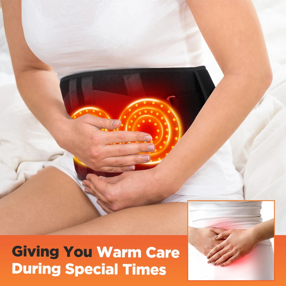 Heating Vibration Massager Belt, Red Light, Massage Lumbar Support